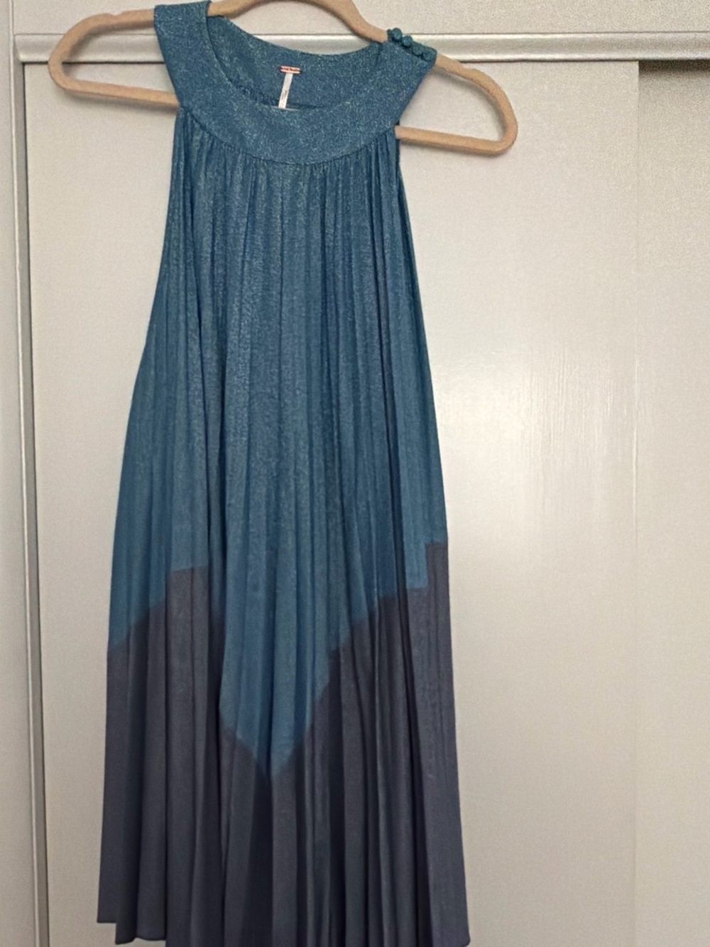 Vintage Free People Blue Pleated Dress